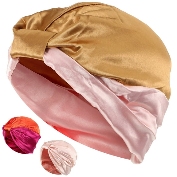 Soimiss 3pcs Silk Satin Sleep Cap for Women in Elegant Colors for Sleeping