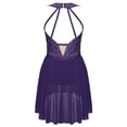 thumbnail image 2 of TiaoBug Girls Sleeveless Strappy Back Ice Figure Skating Dress Gymnastics Competition Dance Costume Purple 14, 2 of 5