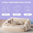 thumbnail image 5 of Dog Bed Medium Size - Cute Furry Calming Puppy Beds, Rectangle Washable Indoor Pet Beds with Removable Zipper Cover, 35x25x11inches, Grey, 5 of 13