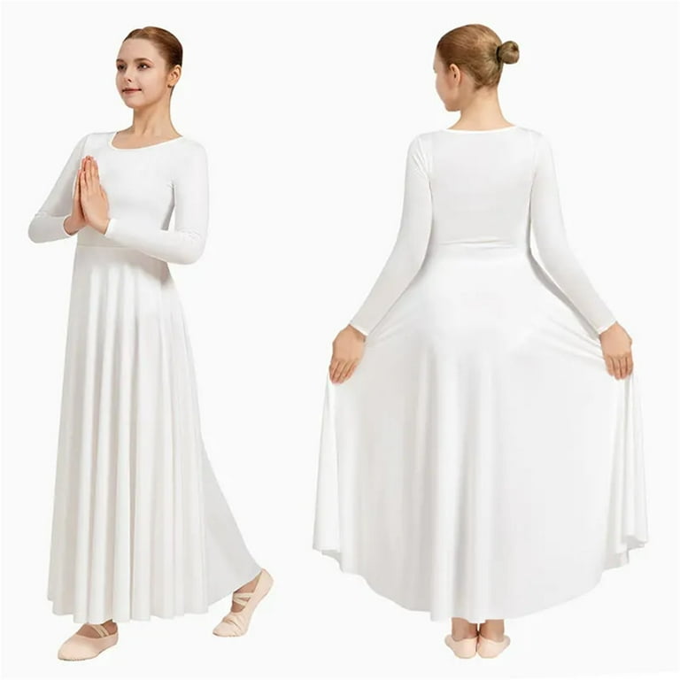 Women's Long Sleeve Praise Dance Dress Loose Fit Full Length Liturgical  Lyrical Dancewear Worship Costume - Walmart.com
