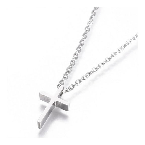 Stainless Steel Pendant Necklace Chain Lobster Cross Silver Color 18" 1.5Mm A216