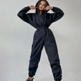 thumbnail image 5 of Women Fleece Jumpsuits Outfits Hooded Sweatshirt Set High Waist Ladies Jumpsuit Black S, 5 of 7