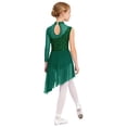thumbnail image 5 of SiiRoh Kids Girls Sparkly Lyrical Dance Dress High Low Skirted Leotard Modern Contemporary Dancewear Green 12, 5 of 6