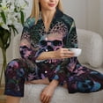 thumbnail image 6 of Kdxio Forest Mushroom Skull Women's Pajama Sets Long Sleeve Button Down Sleepwear Nightwear Soft Pjs Lounge Sets-Large, 6 of 7