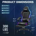 thumbnail image 4 of Homall RGB Gaming Chair with APP & Remote Control, LED Lights Ergonomic Computer Chair with Footrest & Massage Lumbar Support, Black, 4 of 12