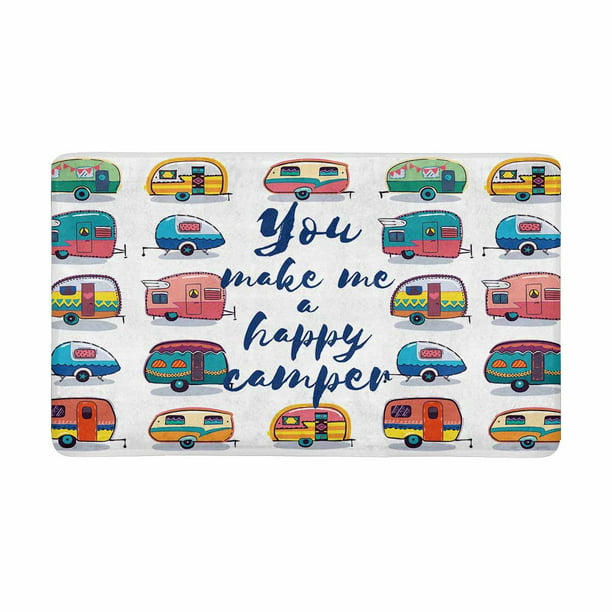 MKHERT Funny You Make Me Happy Camper Inspirational Quote with Retro  Caravans Doormat Rug Home Decor Floor Mat Bath Mat 30x18 inch