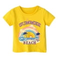 thumbnail image 3 of MIXUE Toddler Girls Tops & T-Shirts Beach Print Crew Neck Short Sleeve Comfortable Loose Fashion Casual Tops Pullover T Shirts Activewear,Yellow,10-11 Years, 3 of 3