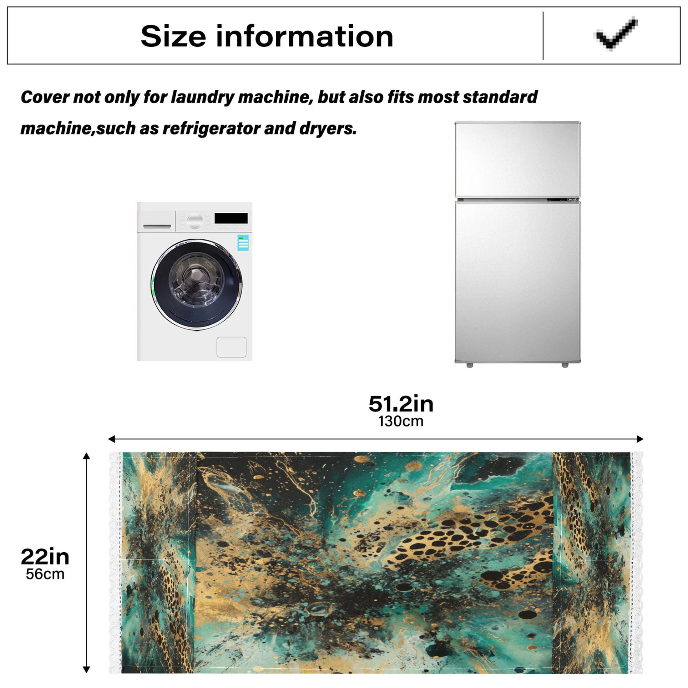 Washing Machine Cover 51.2x22in, Durable Polyester Dust Cover with Lace Trim and Side Pocket for Appliances Artistic Leopard