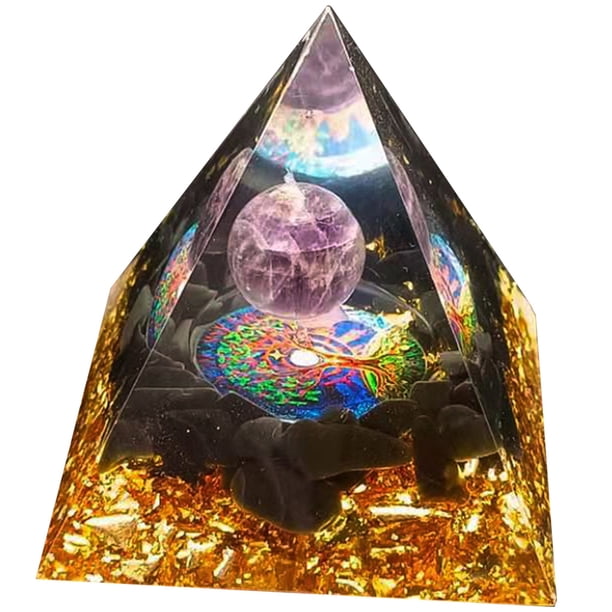 Muyoka Crystal Pyramid Chakra Healing Generador de energía positiva Orgone Pyramid Meditación Yoga Herramienta Home Office Decor Muyoka Hogar