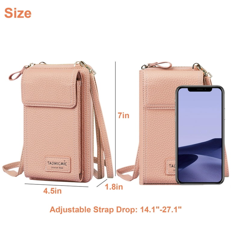 Leather Cellphone Purse Bag, TSV Small Crossbody Phone Bag with Removable  Strap Fit for iPhone, Samsung Galaxy, Pink