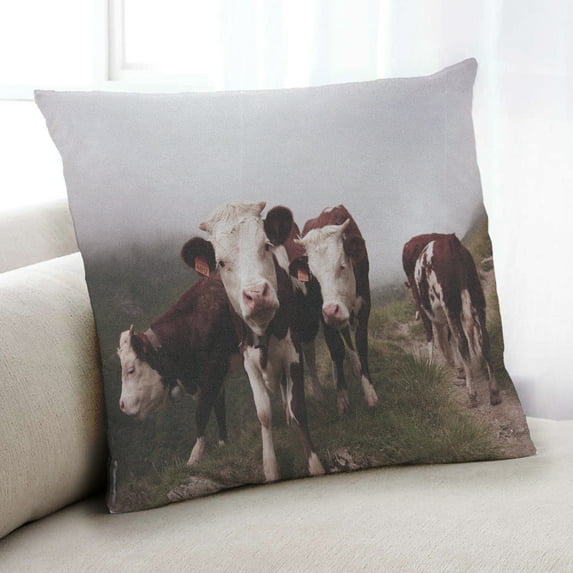Ahgly Company Animals Cow Indoor Throw Pillow, 18 inch by 18 inch