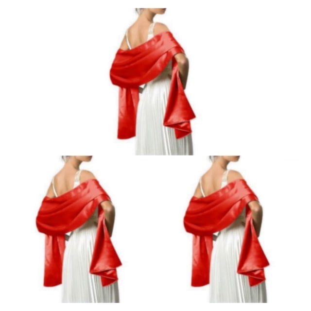 Minnieouse Ceremonia de boda Mujeres Satén Chal Niñas Fiesta de noche Banquete Elegante Bufanda larga decorativa Decoración de color sólido Type1 NO1