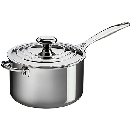 Le Creuset Tri-Ply Stainless Steel 4 Quart Saucepan with Helper Handle