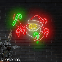 Glowneon Santa Crab Wall Led Light, Christmas Seafood Shop Wall Decor