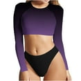 thumbnail image 4 of Bikinis Ensembles pour Femmes Imprimé Manches Longues Col Rond Maillot de Bain, 4 of 6