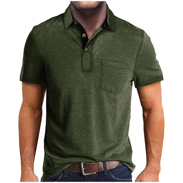 Men's Polo Shirts Summer Short Sleeve Casual 3 Button T-Shirts