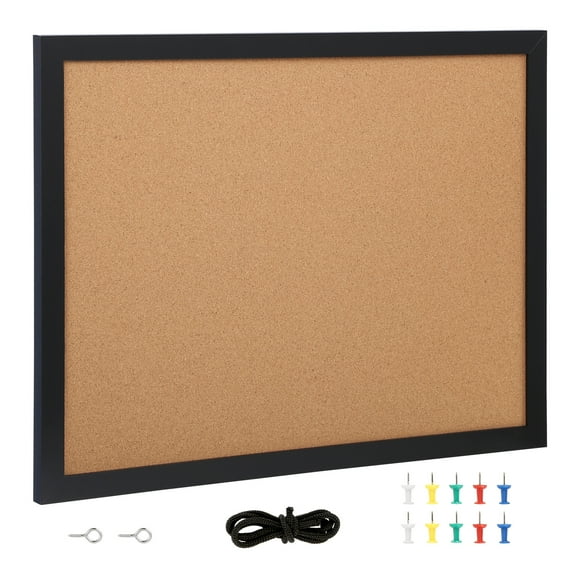 KFFKFF Notice Board, Dimensions 24 x 18 inches, Two-faced Message Board with MDF Adhesive Frame, Idea Board Comes with 10 Thumbtacks, Suitable for Showcasing and Adorning in Workspace, Residence