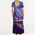 thumbnail image 4 of Penkiiy Women's Summer Marble Print Casual Short Sleeve Crewneck Basic Swing T Shirt Dress Flowy Beach Vacation Sundress 2XL Purple, 4 of 7