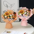 thumbnail image 4 of Handmade Grad Bear, Crochet Bouquet for Grad, Teacher Gifts Crochet, Knitted Flower Bouquet, Grad Bear Gift, Crochet Sunflower Bouquet, Graduation Teddy Bear Crochet, 4 of 7
