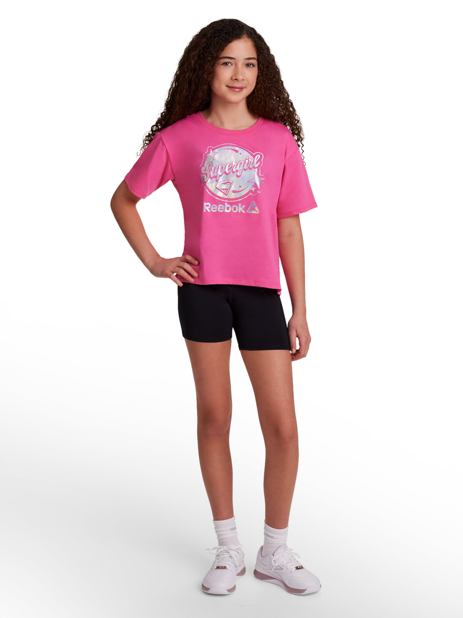 Reebok Girl’s Supergirl Short Sleeve Graphic T-Shirt, Sizes 4-18
