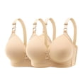 thumbnail image 2 of Gymayou 2 Pack High Support Bras for Women Adjustable Strap Full Coverage Up Bras Comfortable No Underwire Wireless Bras Beige 46, 2 of 9
