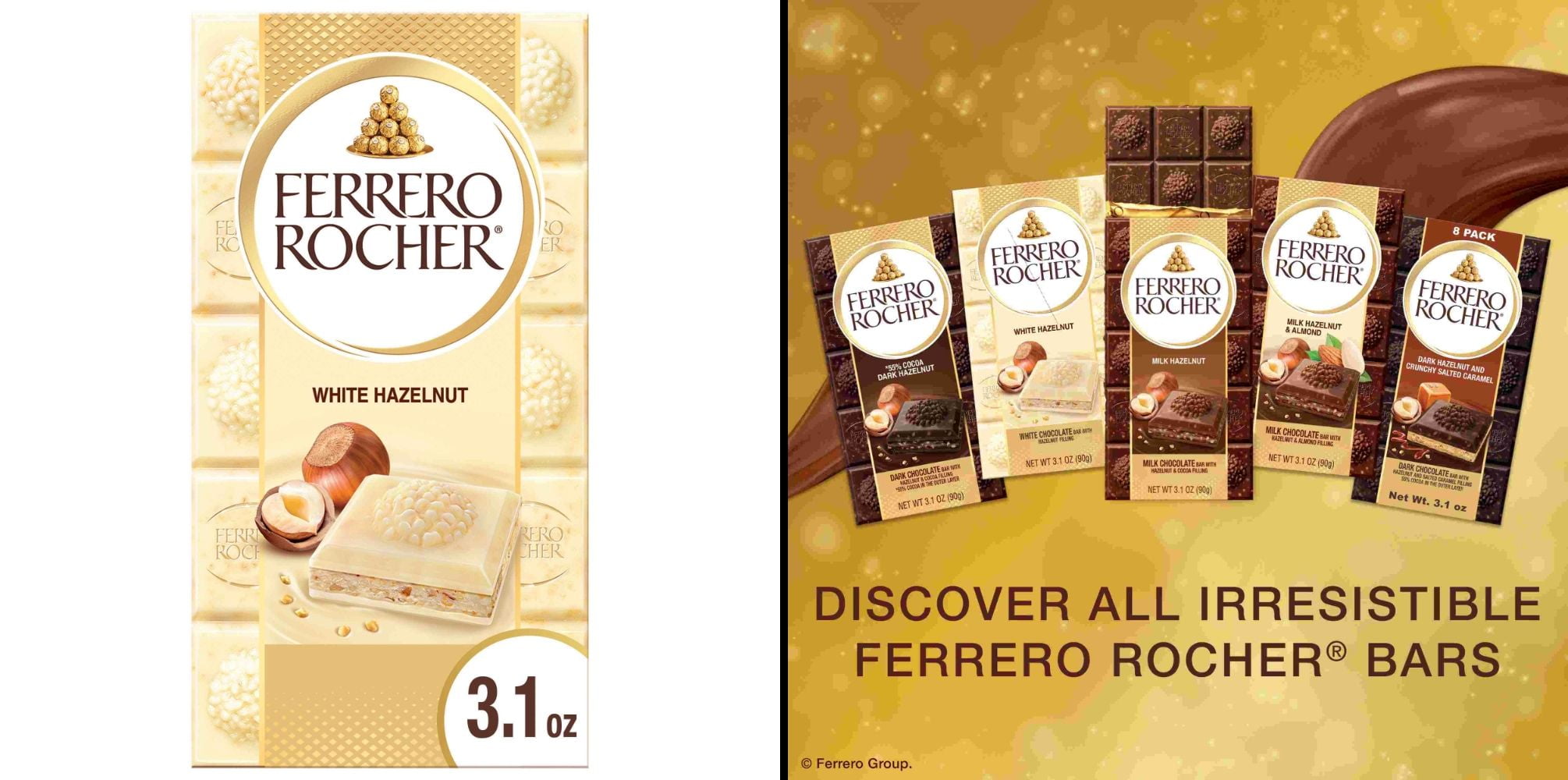 Ferrero Rocher White Hazelnut Chocolate Bar & Ghirardelli Dark Chocolate Mint Squares