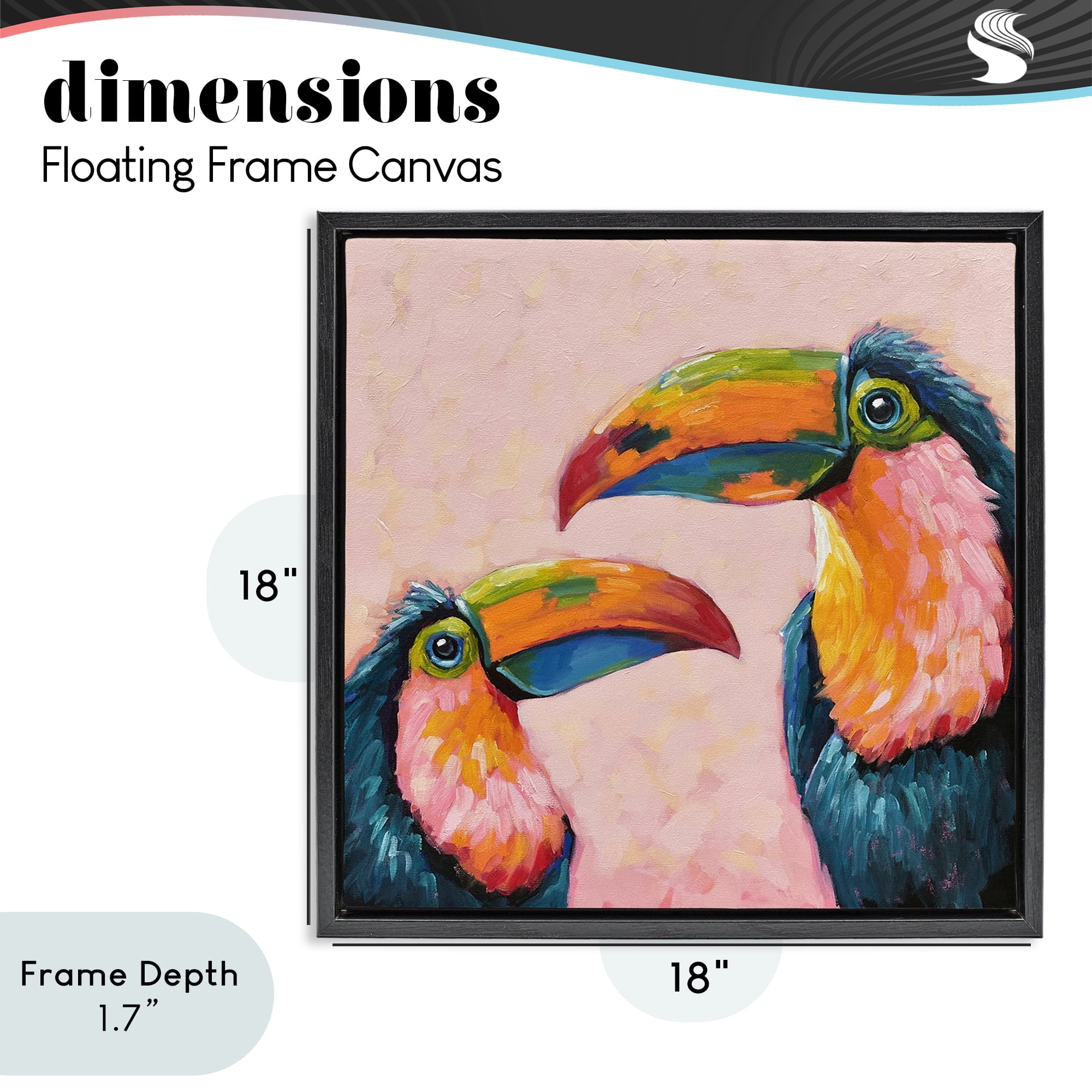 Stupell Industries Tropical Toucan Paradise Black Framed Floater Canvas Wall Art, design by Lucia Stewart
