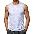 thumbnail image 2 of TKKCS Mens Geometric Print Workout Tank Tops- Quick Dry Breathable Lightweight Crew Neck Gym Sleeveless Athletic Shirts White Size 2XL, 2 of 9