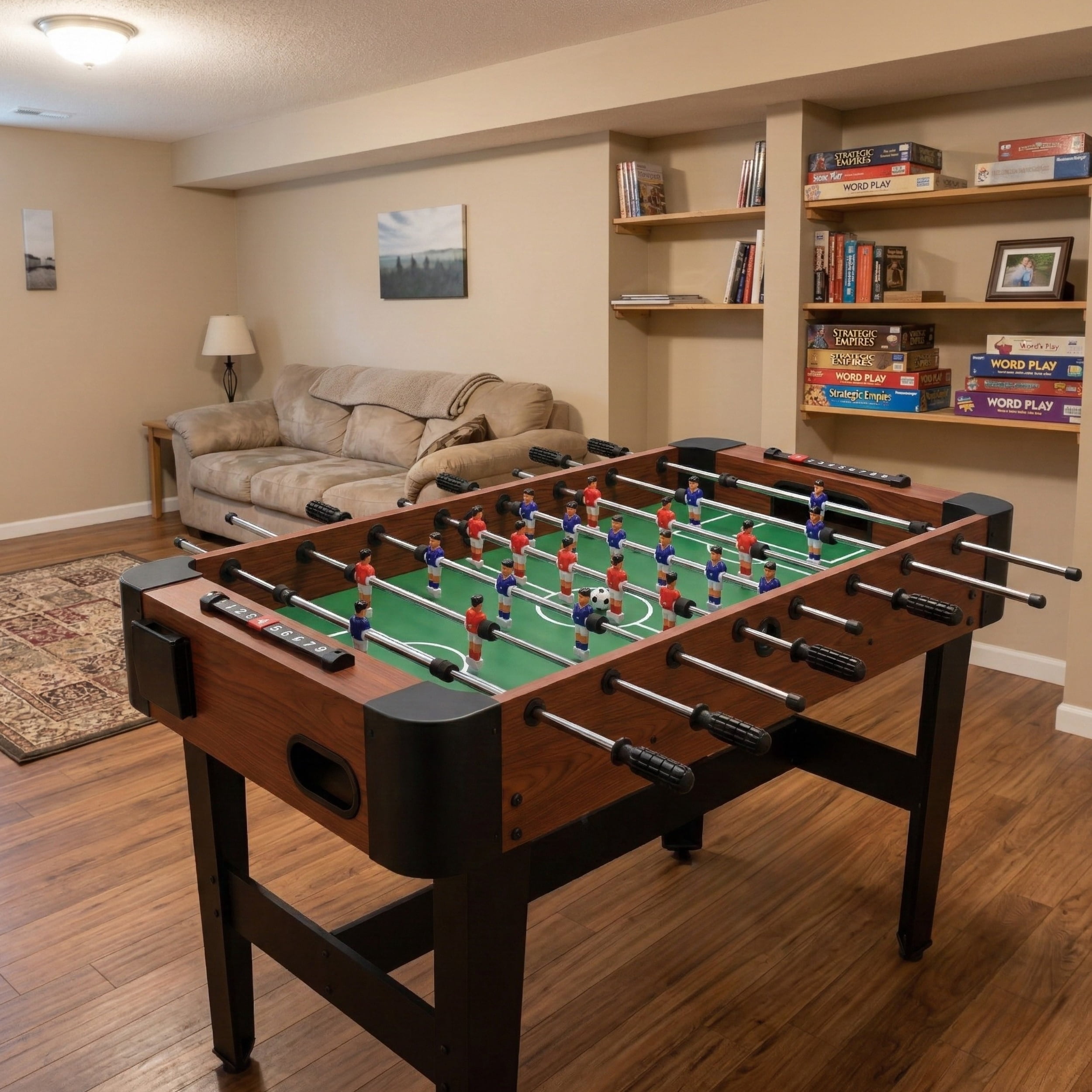 GOMYHOME 48" Foosball Table for Adults, MDF Soccer Game Table with Steel Rods and Scoring
