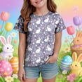 thumbnail image 2 of Yindaity Easter Shirts for Girls Girls Easter Shirts Kids Bunny T-Shirt Peace Love Peeps Tees Toddler Short Sleeve Tops Happy Easter Day Outfit(Grey,6-7 Years), 2 of 6