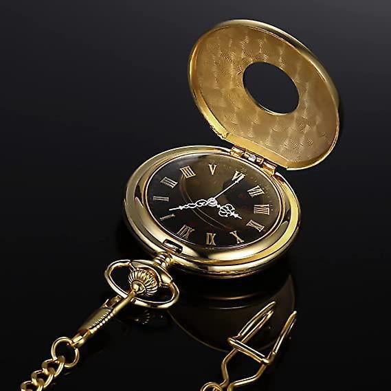 LLC Gold Vintage Men s Steel Pocket Watch With Chain