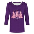 thumbnail image 4 of FDGIU Women's Christmas Shirts 2025 - 3/4 Sleeve Graphic Tee with Xmas Tree & Snowflake Prints, Loose Fit Tunic Top for Holiday, 4 of 5