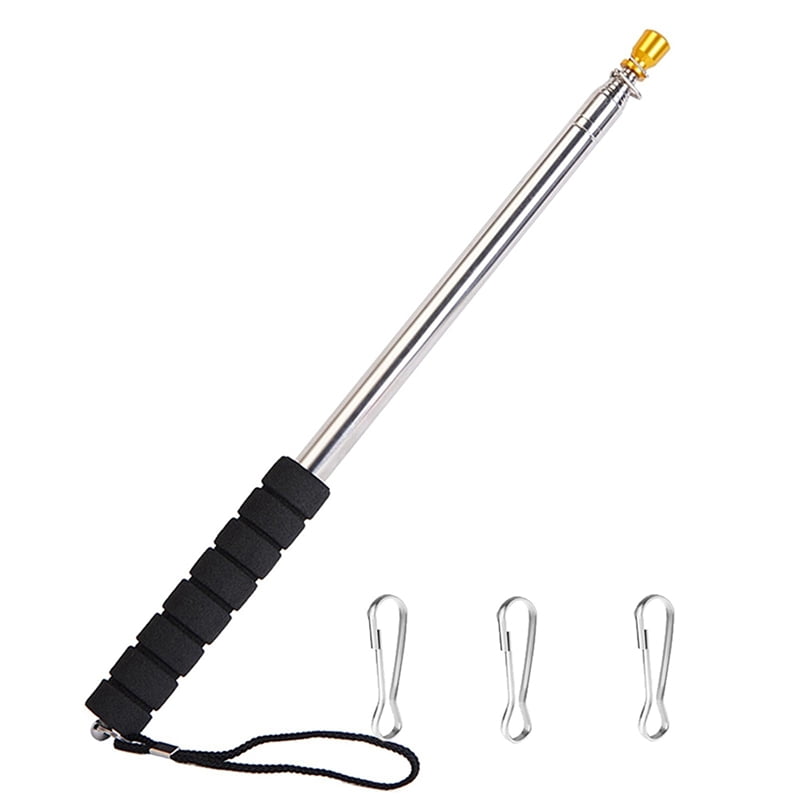 3pcs 9.8Ft Telescopic Flag Pole,Stainless Steel Handheld Portable Extendable Retractable Flagpole with Anti-Slip Grip