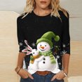 thumbnail image 2 of Sokhug Womens Casual 3/4 Sleeve T Shirts Crew Neck Loose Fit Tunic Tops Solid Basic Tops Tees Black, 2 of 5