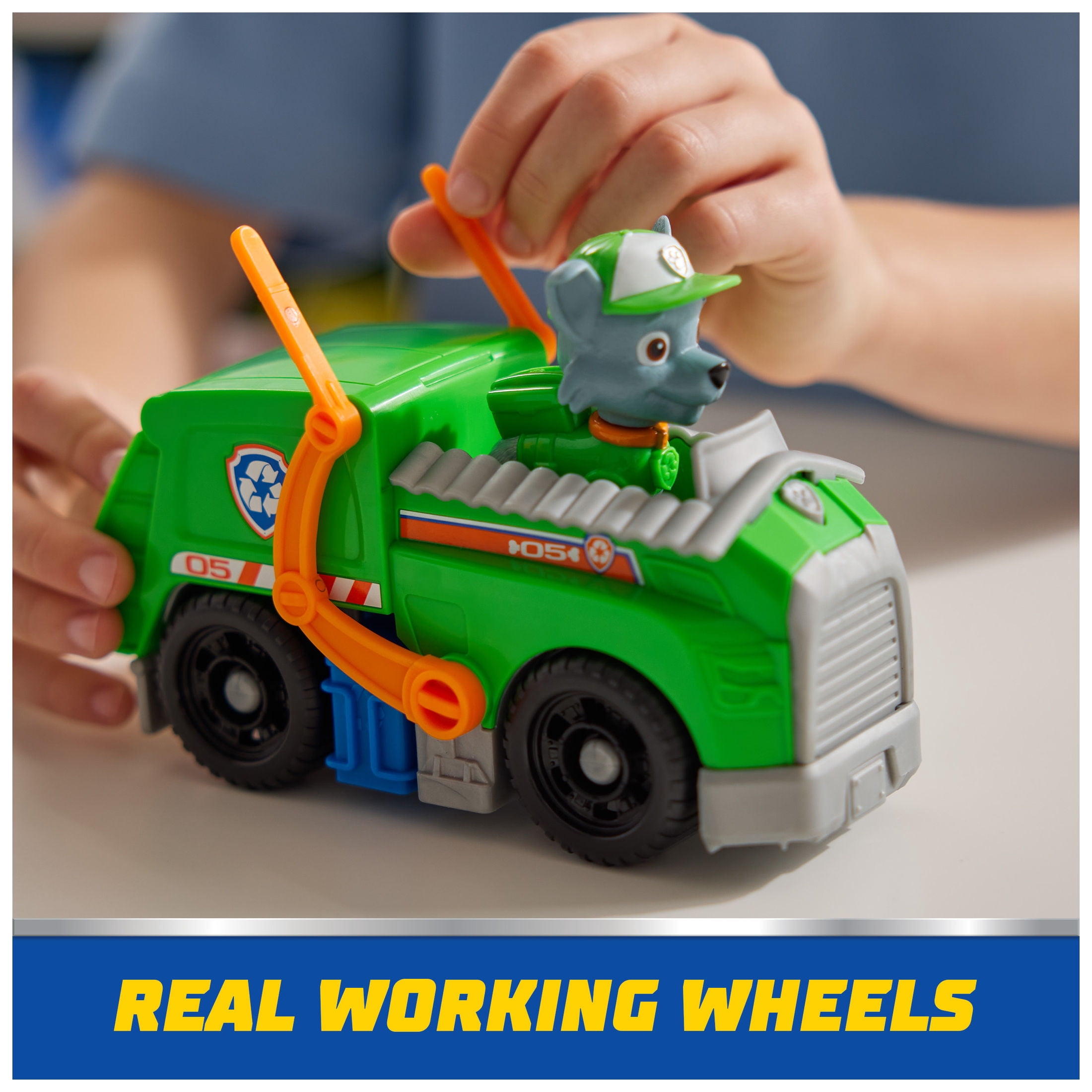 PAW Patrol Recycle Truck Vehicle with Collectible Rocky Figure, Sustainably Minded Toys for Kids Ages 3+