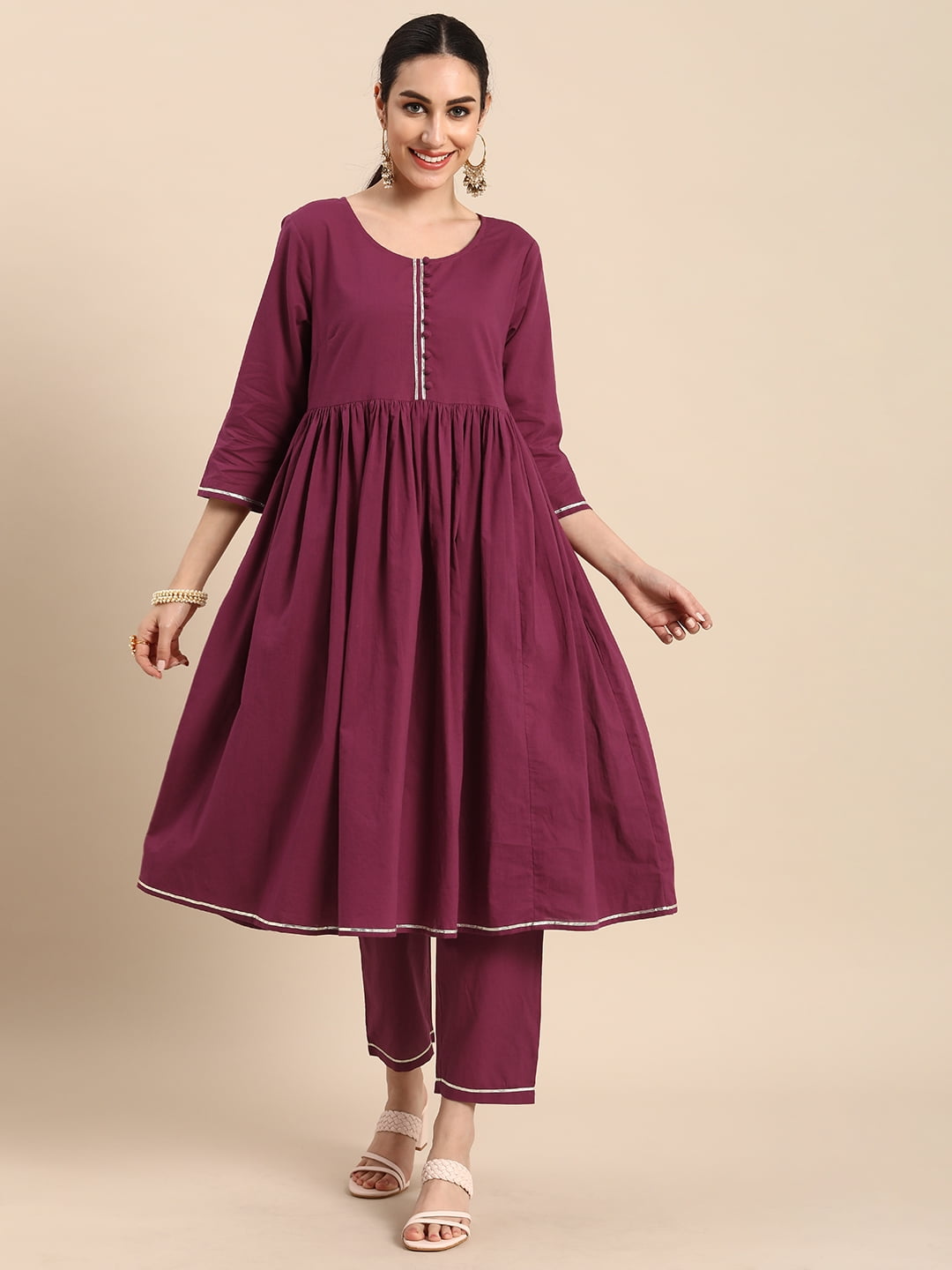 Anouk By Myntra Kurti Set For Women Indian Style Scoop Neck Dark