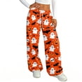 thumbnail image 4 of Fabrcox Halloween Womens Pajama Bottoms Funny Pumpkin Ghost Witch Sleep Pants for Women Comfy Spooky Fall Winter Wide Leg Womans Lounge Pants, 4 of 5