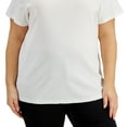 thumbnail image 3 of Karen Scott Women's Cotton Split Neck Top White Size 3X, 3 of 3