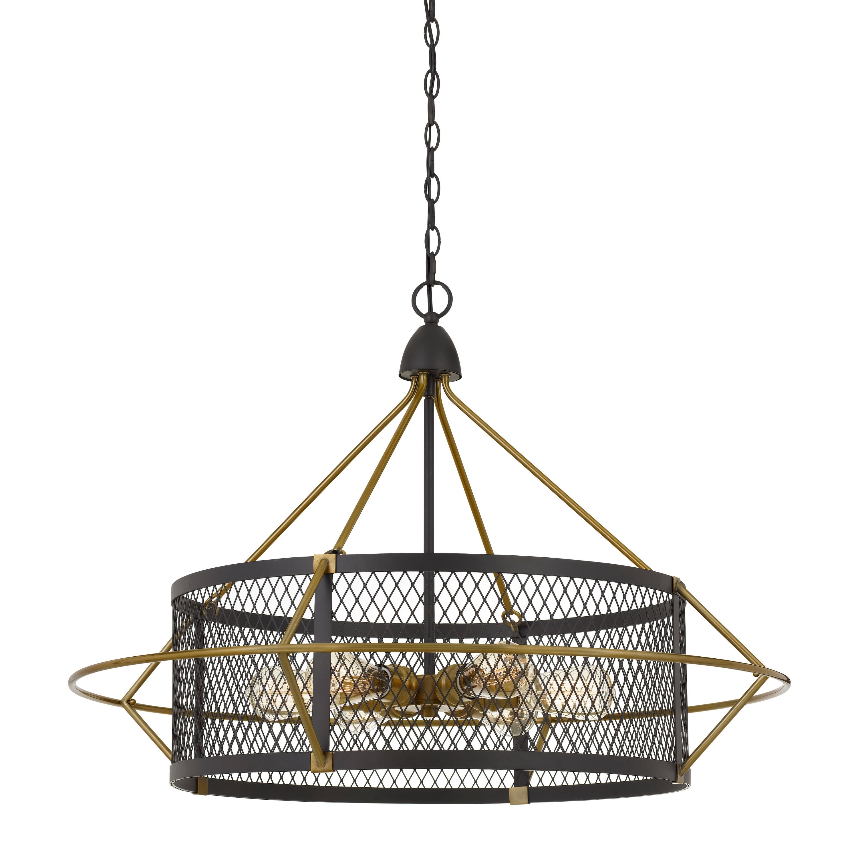 6 Bulb Metal Chandelier with Round Mesh Frame, Black and Gold - Walmart ...