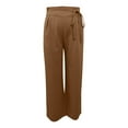 thumbnail image 4 of Hvyesh Women's Casual Wide Leg Pants Flowy Adjustable Tie Knot Elastic Waist Pants with Pockets,Womens Pants Under $20 Khaki,M, 4 of 7