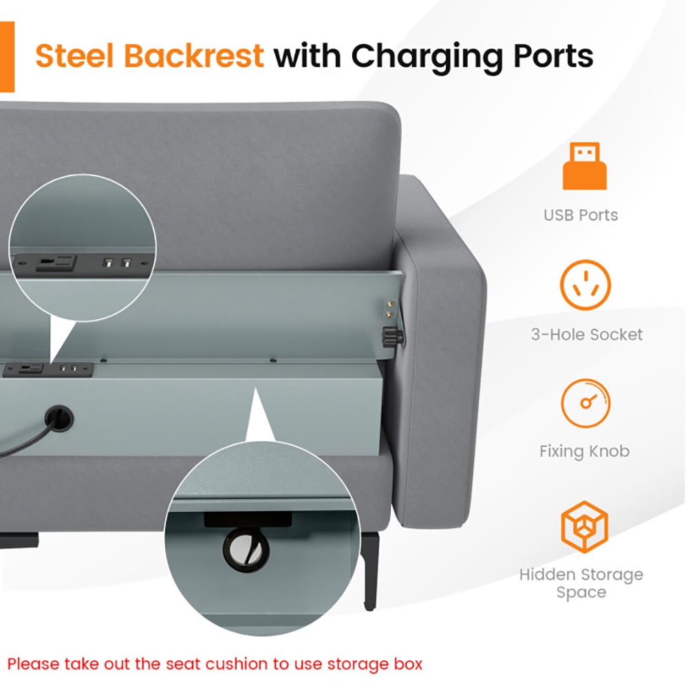 Finihen L-shaped Sectional Sofa Couch, Modular L-shaped 4-Seat Sectional Sofa with Reversible Chaise and 2 USB Ports, for Living Room, Light Gray Finihen L-shaped Sectional Sofa Couch, Modular L-shaped 4-Seat Sectional Sofa with Reversible Chaise and 2 USB Ports, for Living Room, Light Gray