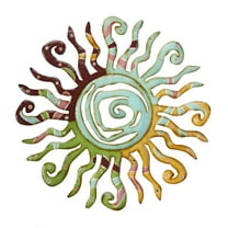 DecMode Multi Colored Metal Indoor Outdoor Cutout Swirl Sun Wall Decor with Abstract Patterns