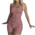 thumbnail image 7 of Women's Polka Dots 2 Piece Outfit Spaghetti Strap Sleeveless Crop Top Camisole and Shorts Pajamas Set Sleepwear Nightwear, 7 of 7