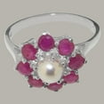 thumbnail image 5 of LBG British Made 14k White Gold Cultured Pearl & Ruby Womens Promise Ring - 33 size options - Size 6, 5 of 6