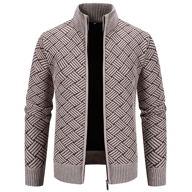 Birdeem Cardigan en Tricot pour Hommes, Col Montant Rembourré, Veste Décontractée