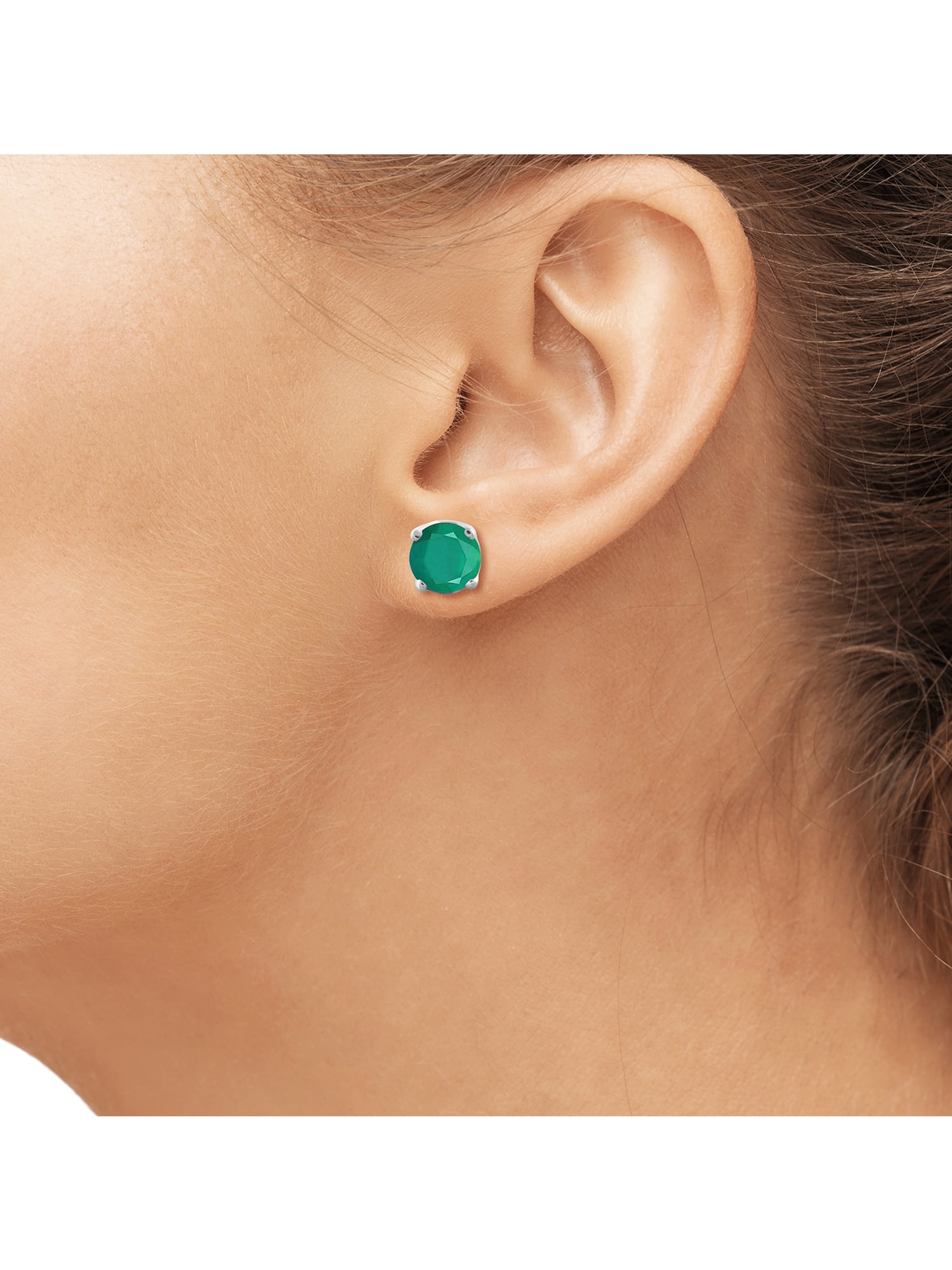 Carat Emerald Sterling Silver Stud Earrings