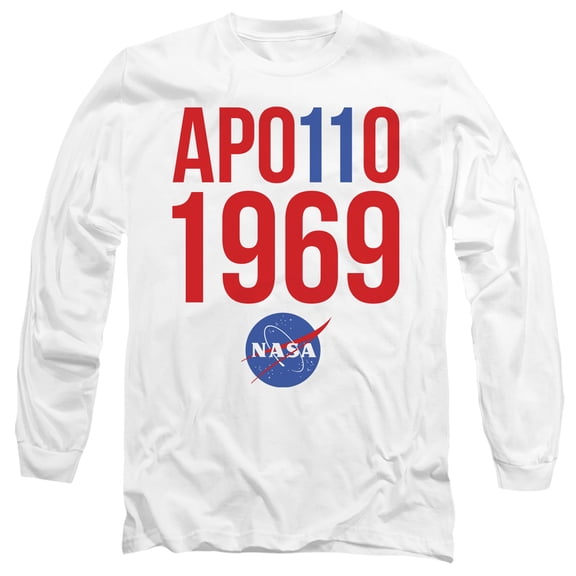 Nasa 1969 Long Sleeve Adult 18/1 T-Shirt White
