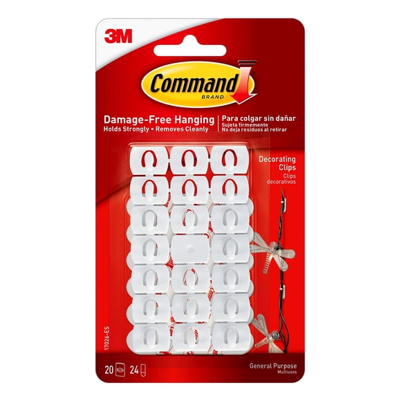 Ganchos de Almacenamiento Command Clips Pequeños para Decoración Blanco Paquete de 20