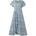 thumbnail image 4 of Robes pour Femmes 2024 Été Surdimensionnée pour Impression Florale Manches Courtes Col en V Robe Plissée Fluide Robes 50 % de Réduction!, 4 of 5