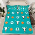 thumbnail image 2 of Homewish Retro Bull Skull Bed Sheets,Cyan Orange King Sheets,Rustic Western Aztec Sheet Set For Boys Kids,Breathable Home Decor,4pcs, 2 of 7